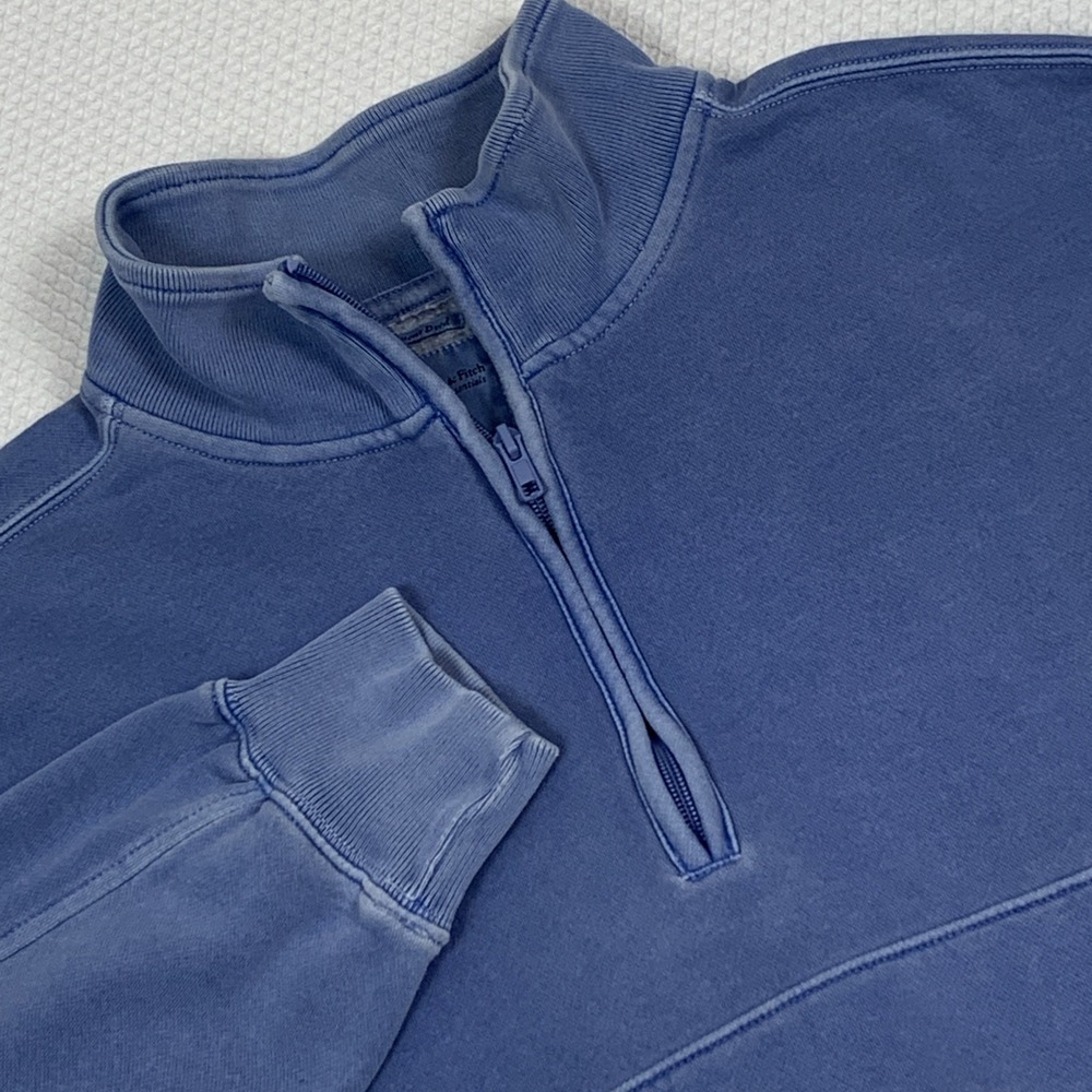 Abercrombie & Fitch Soft Max Essentials Cropped Sweatshirt Womens L Blue 1/4 Zip
